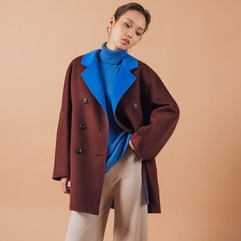 GOBI 100% Cashmere Coat Double Faced Double Breasted Minimalist Luxe Jacket